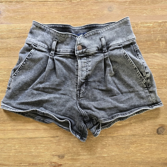 Hollister Pants - Hollister High-Waist Washed Charcoal Gray Denim Shorts